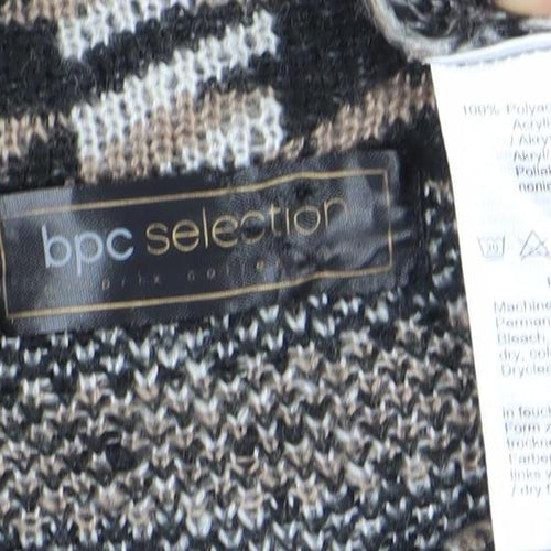 BPC Selection Women Black Beige Knit Jumper Size M Houndstooth Pattern