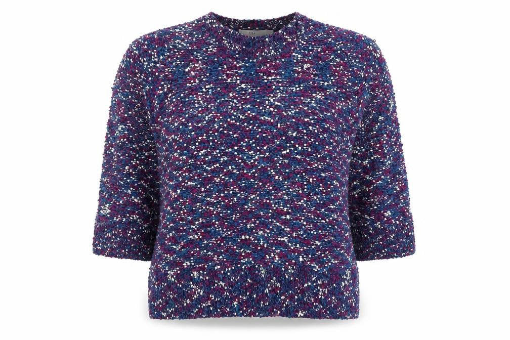 Front view of Isle Women's Multicoloured Chunky Knit Crew Neck jumper M