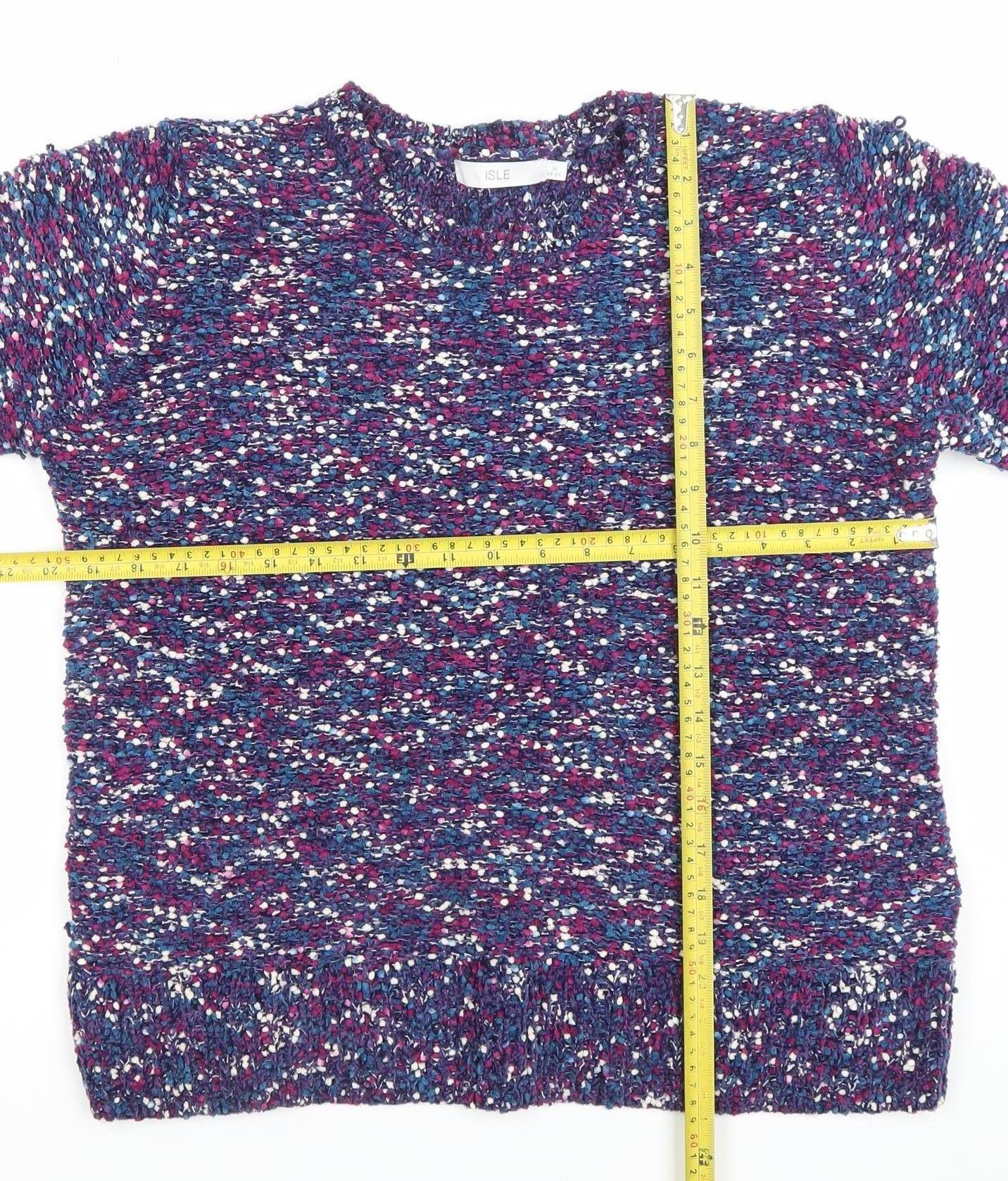 Isle Women's Multicoloured Chunky Knit Crew Neck Pullover Jumper M
