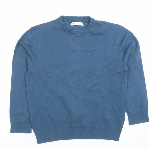 Zara Boys Blue Cotton Crew Neck Pullover Jumper Size 10 Years