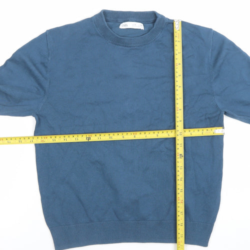 Zara Boys Blue Cotton Crew Neck Pullover Jumper Size 10 Years