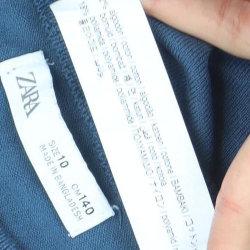 Zara Boys Blue Cotton Crew Neck Pullover Jumper Size 10 Years