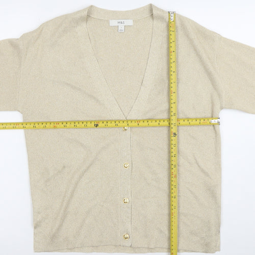 Marks and Spencer Womens Beige V-Neck Button Cardigan Size S