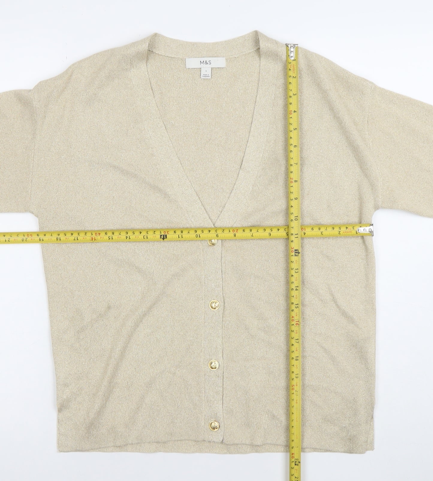 Marks and Spencer Womens Beige V-Neck Button Cardigan Size S