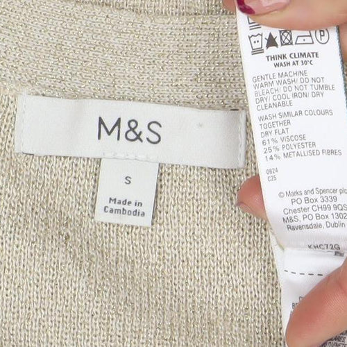 Marks and Spencer Womens Beige V-Neck Button Cardigan Size S