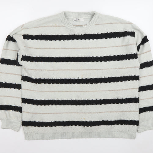 Marks and Spencer Womens Grey Striped Knit Jumper L
