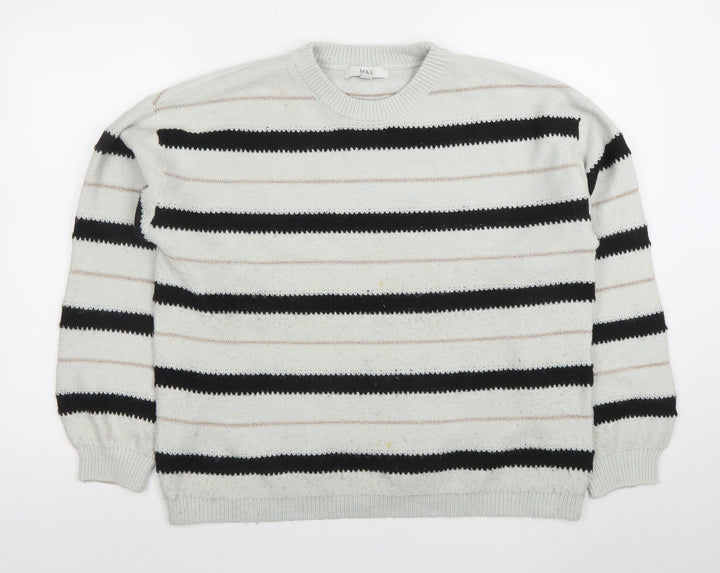 Marks and Spencer Womens Grey Striped Knit Jumper L