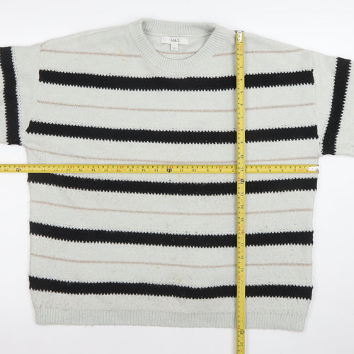 Marks and Spencer Womens Grey Striped Knit Jumper L
