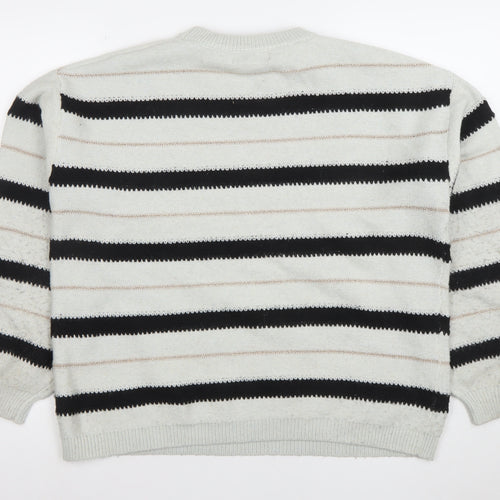 Marks and Spencer Womens Grey Striped Knit Jumper L