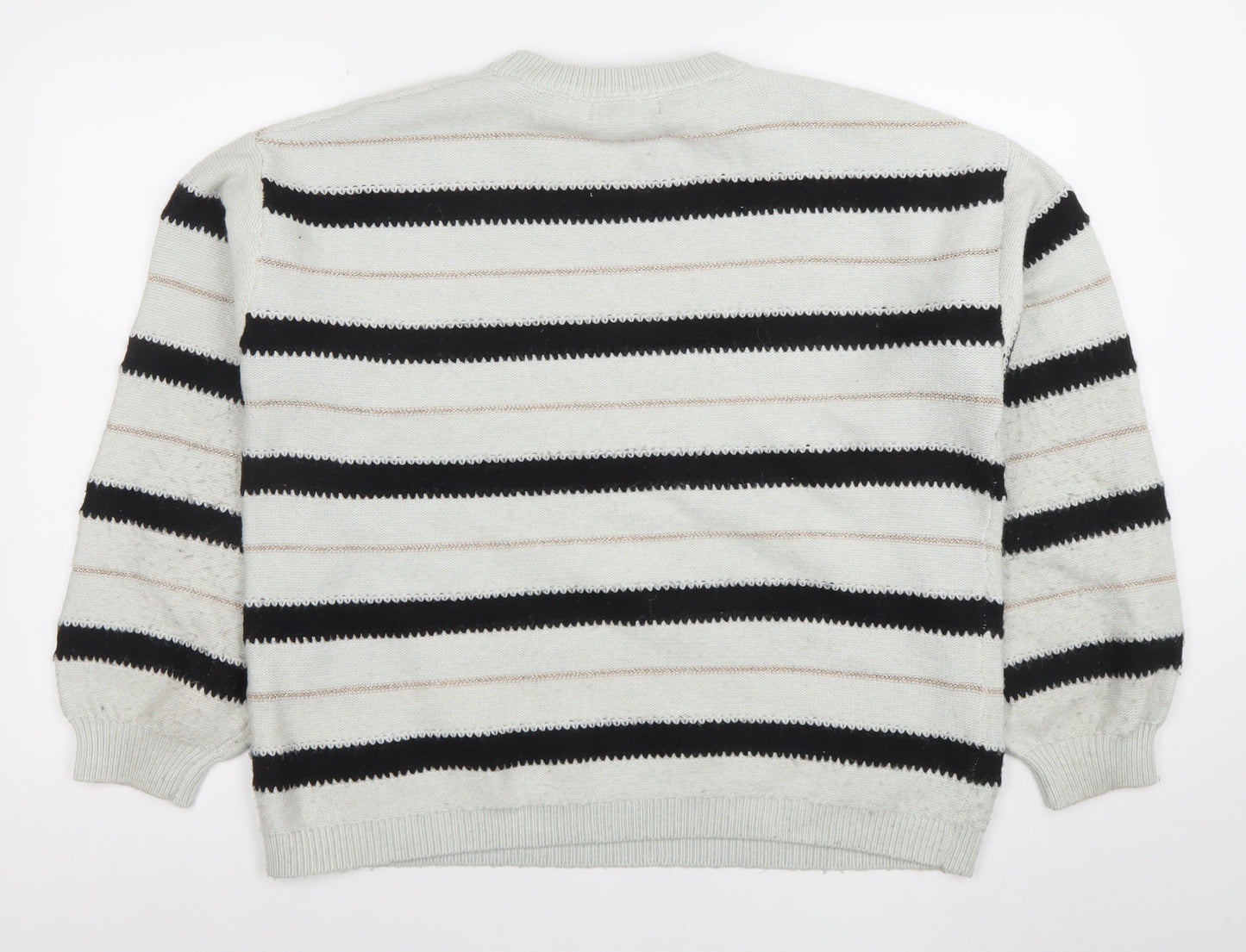 Marks and Spencer Womens Grey Striped Knit Jumper L
