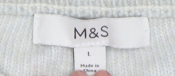Marks and Spencer Womens Grey Striped Knit Jumper L