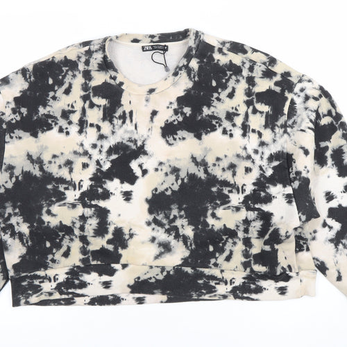 Zara Women's Beige & Black Tie-Dye Pullover Sweatshirt Size 12 L