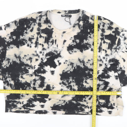 Zara Women's Beige & Black Tie-Dye Pullover Sweatshirt Size 12 L