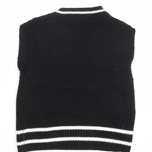 SHEIN Women's Black V-Neck Cable Knit Sleeveless Vest Jumper XS