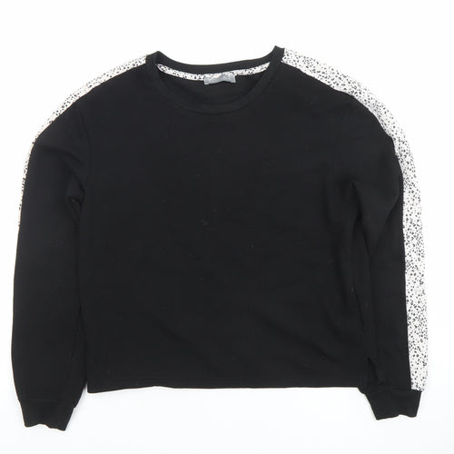 New Look Womens Black Animal Print Trim Sweatshirt Size 8
