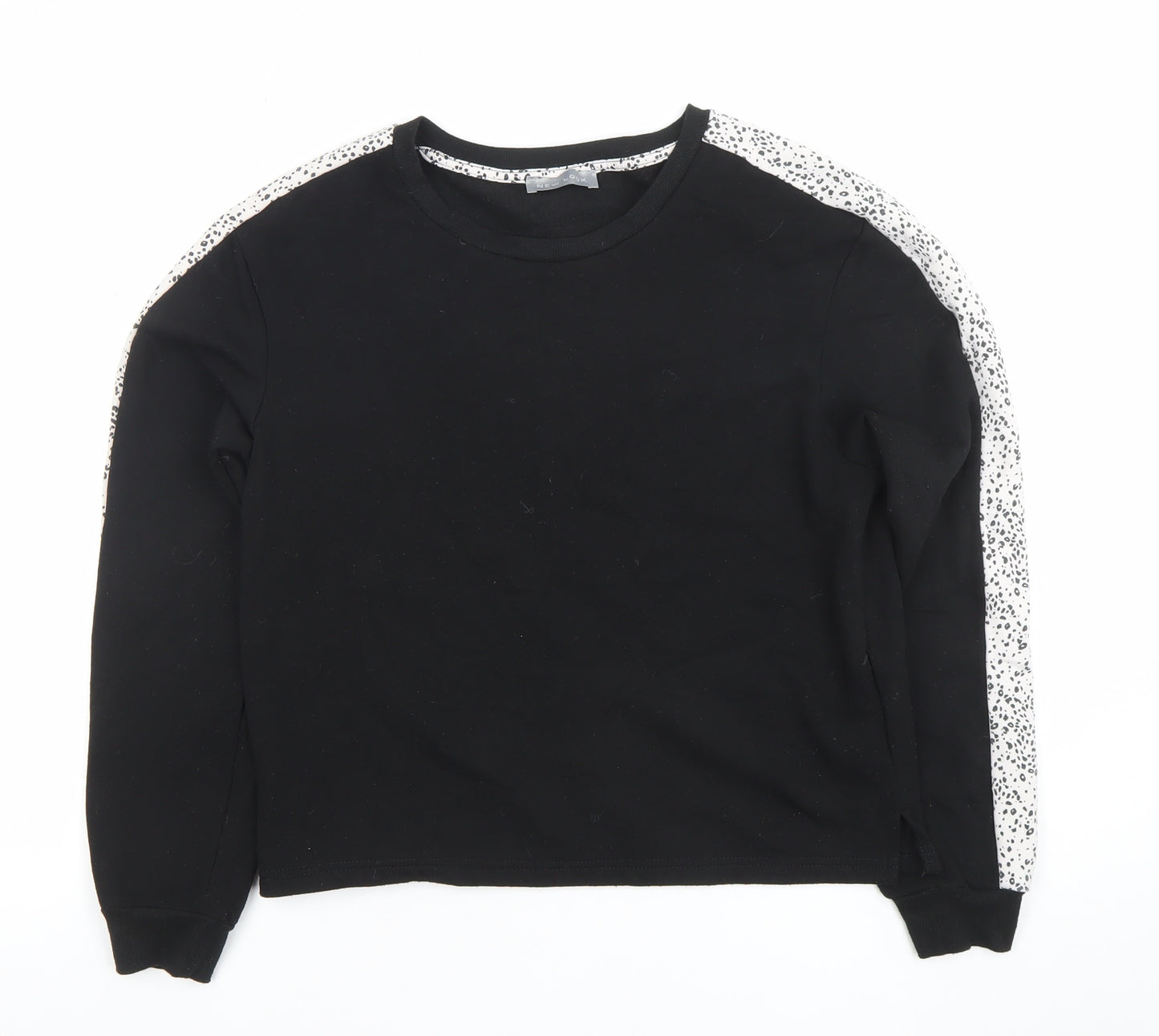 New Look Womens Black Animal Print Trim Sweatshirt Size 8