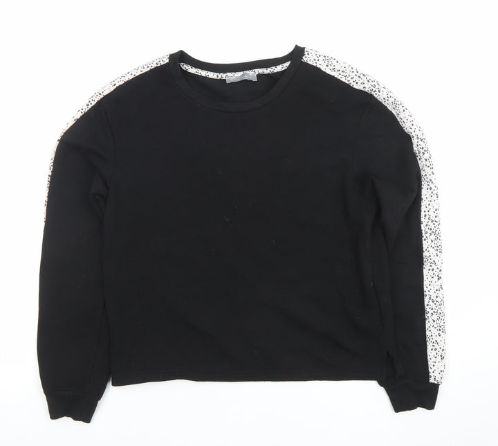 New Look Womens Black Animal Print Trim Sweatshirt Size 8