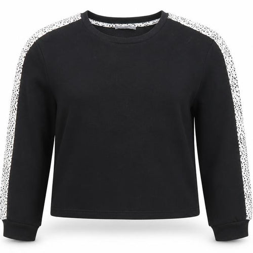 New Look Womens Black Animal Print Trim Sweatshirt Size 8