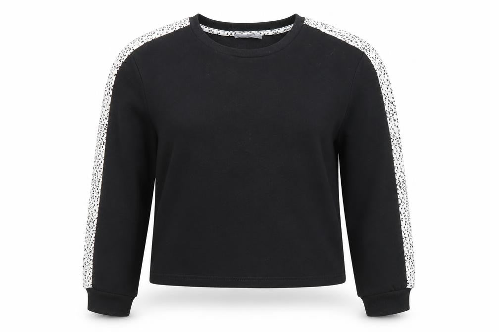 New Look Womens Black Animal Print Trim Sweatshirt Size 8