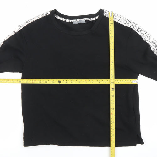 New Look Womens Black Animal Print Trim Sweatshirt Size 8