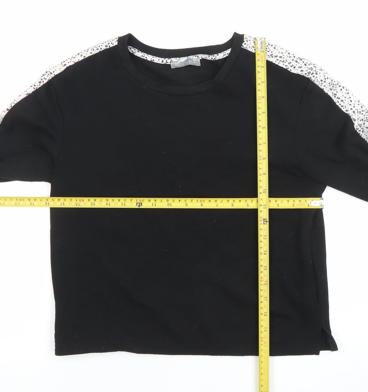 New Look Womens Black Animal Print Trim Sweatshirt Size 8