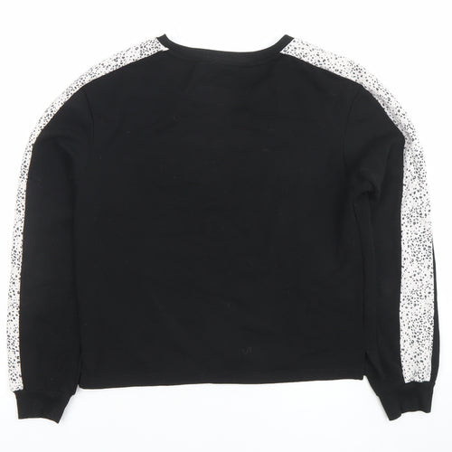 New Look Womens Black Animal Print Trim Sweatshirt Size 8