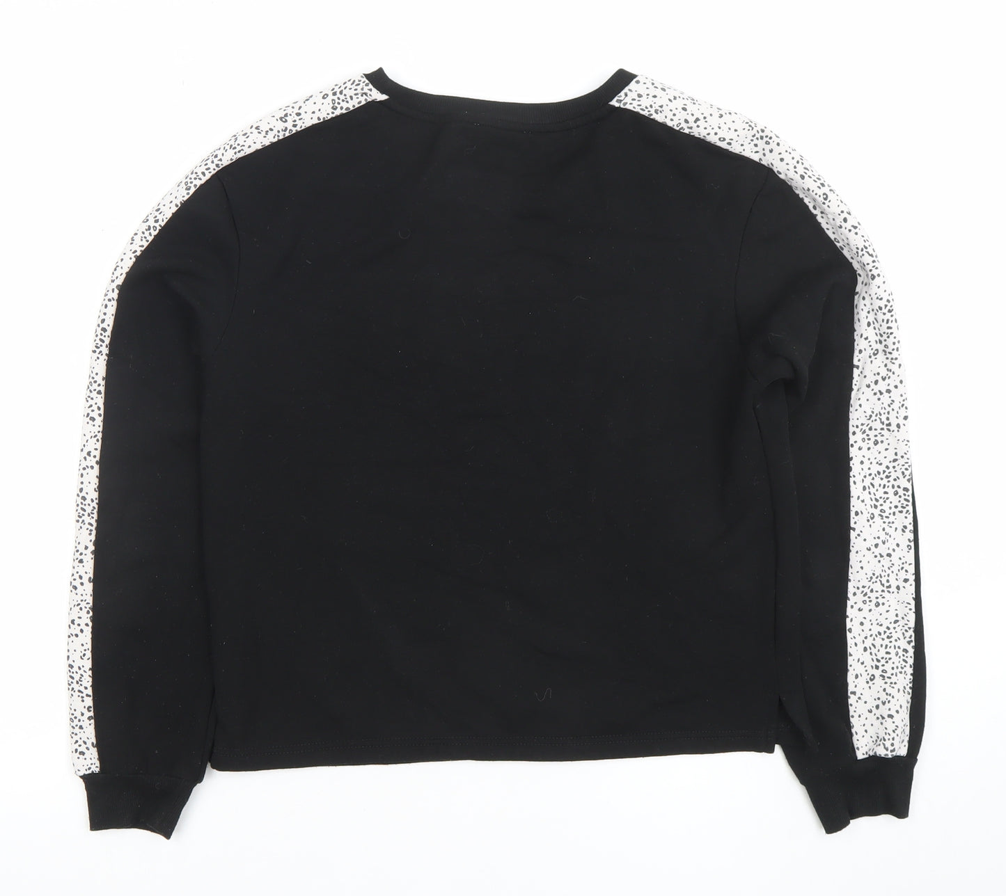 New Look Womens Black Animal Print Trim Sweatshirt Size 8