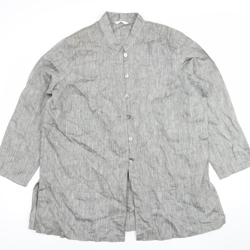 Marks and Spencer Women Grey Linen Long Sleeve Blazer Size 20