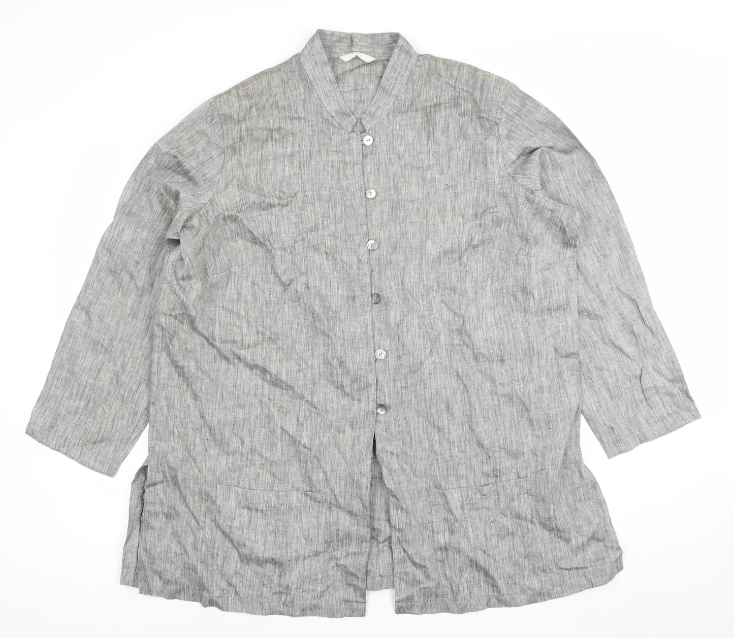 Marks and Spencer Women Grey Linen Long Sleeve Blazer Size 20