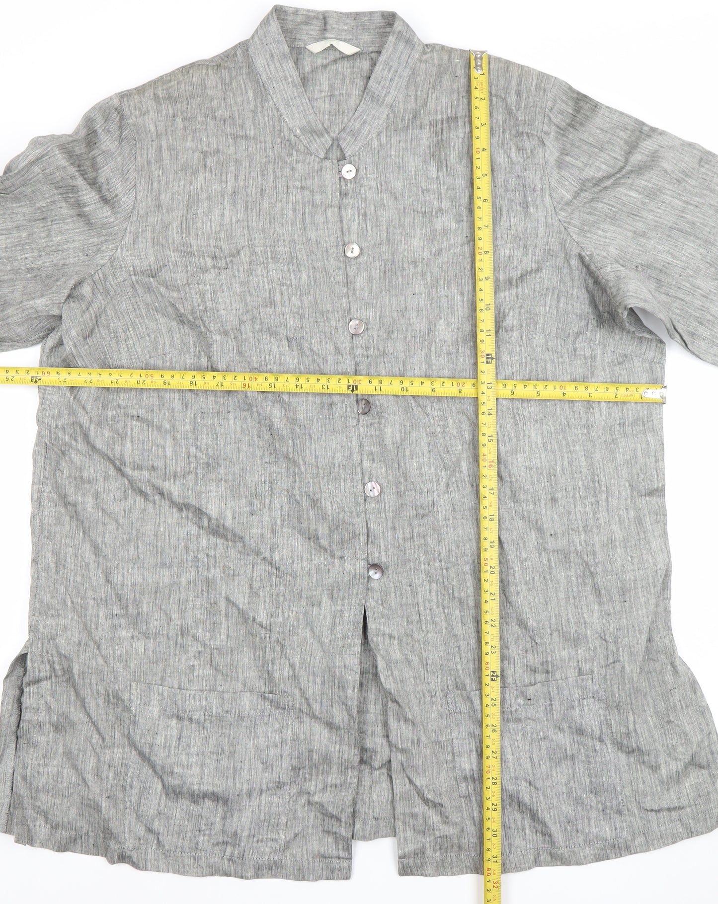 Marks and Spencer Women Grey Linen Long Sleeve Blazer Size 20