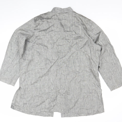 Marks and Spencer Women Grey Linen Long Sleeve Blazer Size 20