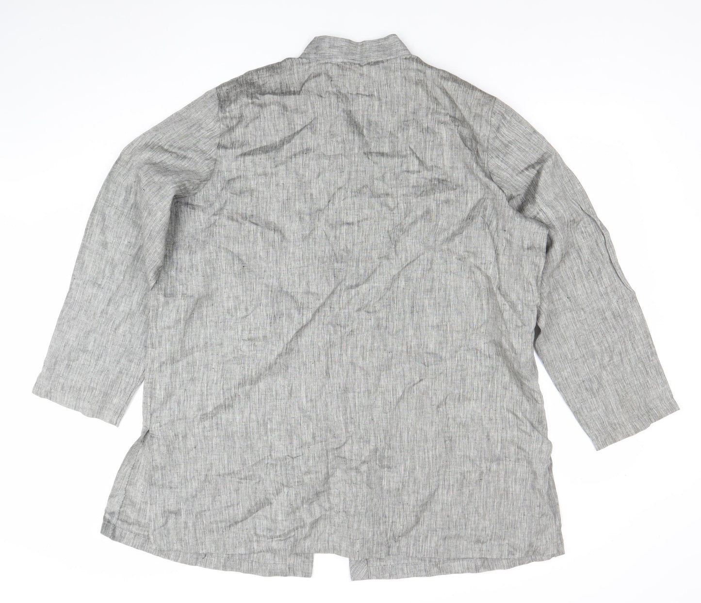 Marks and Spencer Women Grey Linen Long Sleeve Blazer Size 20