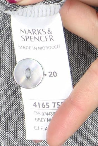 Marks and Spencer Women Grey Linen Long Sleeve Blazer Size 20