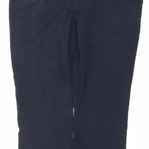 Zara Women Black XL Stretch Cotton Blend Straight Trousers
