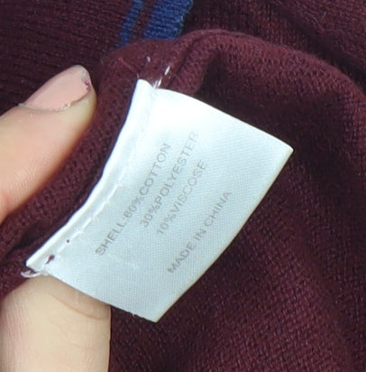 Pop England Men's Red Long Sleeve Polo Shirt Size L Cotton Blend