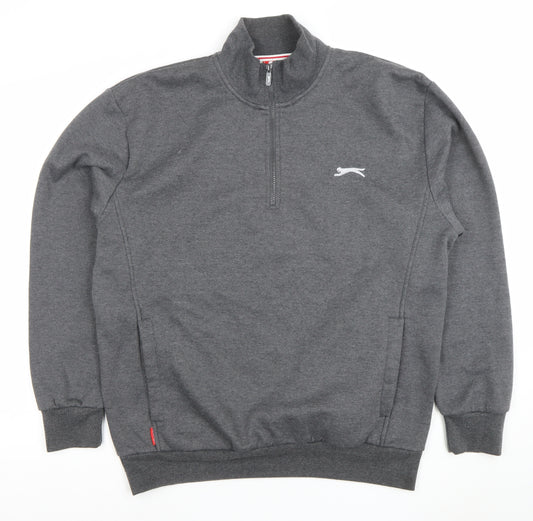 Slazenger Men's Grey 1/4 Zip Fleece Sweatshirt Size L Regular Fit
