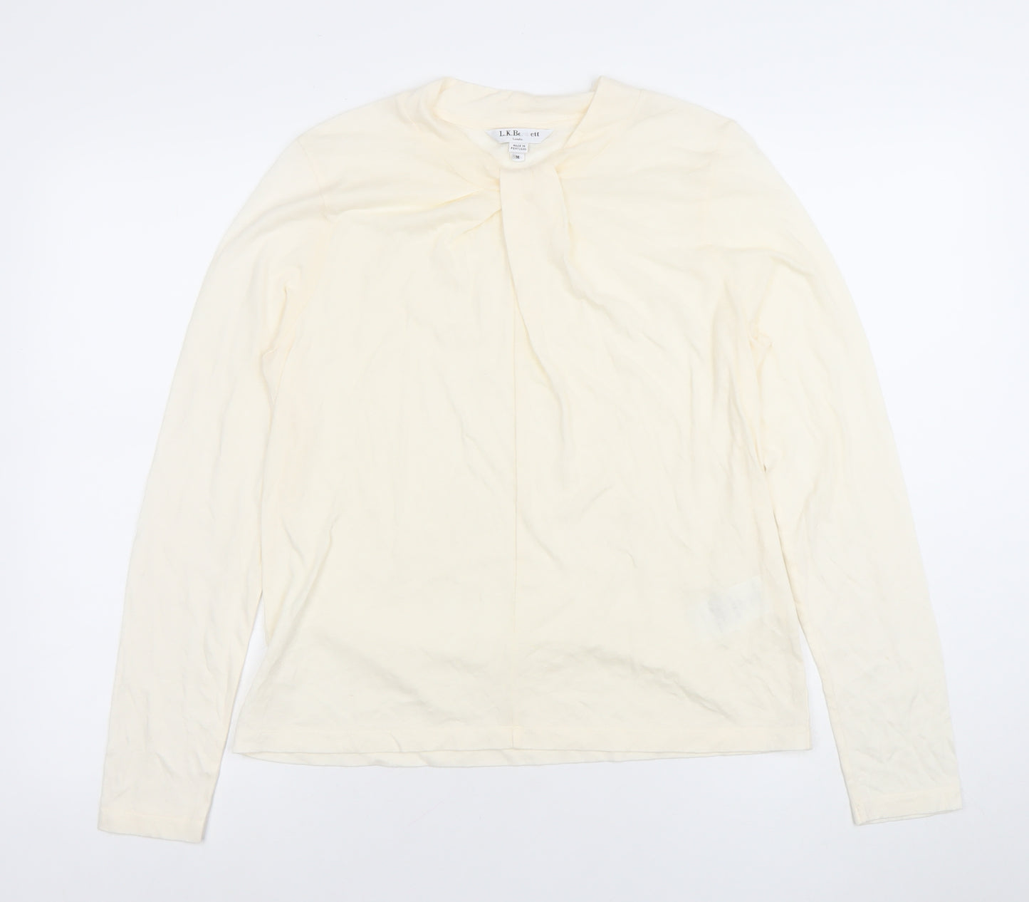 L.K.Bennett Women Ivory Long Sleeve Cotton Wool T-Shirt M