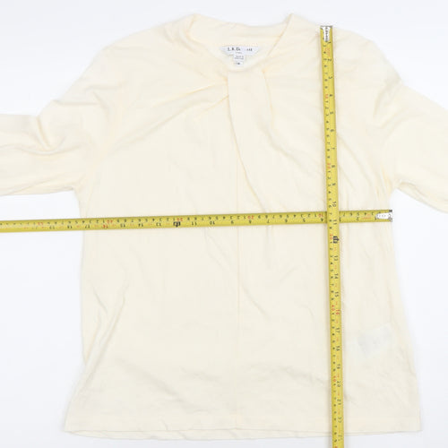 L.K.Bennett Women Ivory Long Sleeve Cotton Wool T-Shirt M