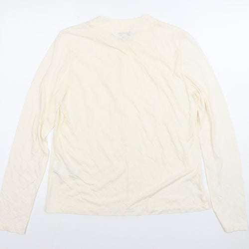 L.K.Bennett Women Ivory Long Sleeve Cotton Wool T-Shirt M