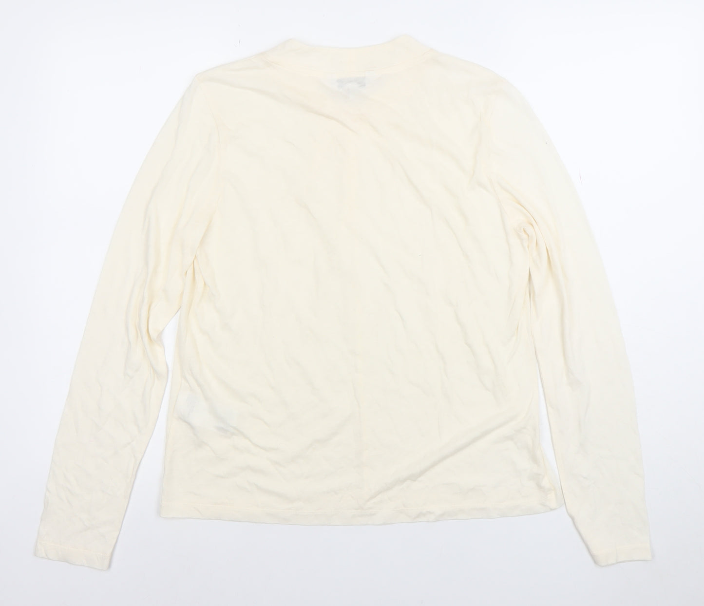L.K.Bennett Women Ivory Long Sleeve Cotton Wool T-Shirt M