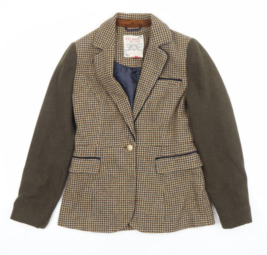 Palmer Women's Brown Houndstooth Wool Blend Blazer Jacket Size 10