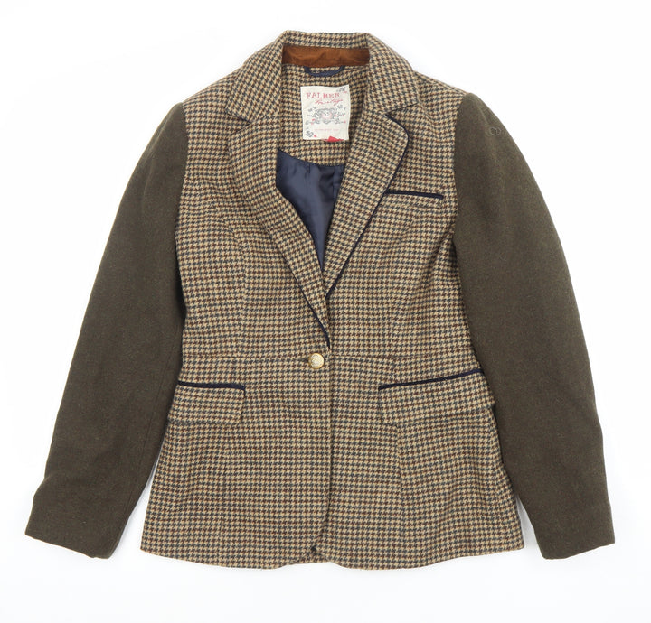 Palmer Women's Brown Houndstooth Wool Blend Blazer Jacket Size 10