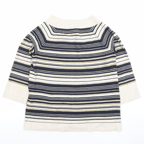 Thought Womens Multicoloured Striped 3/4 Sleeve Boat Neck Cotton Wool T-Shirt Size 10