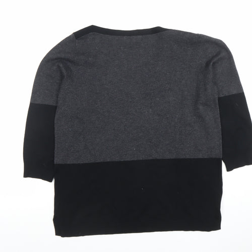 Papaya Women’s Grey Colourblock Knit Top Size 14 3/4 Sleeve