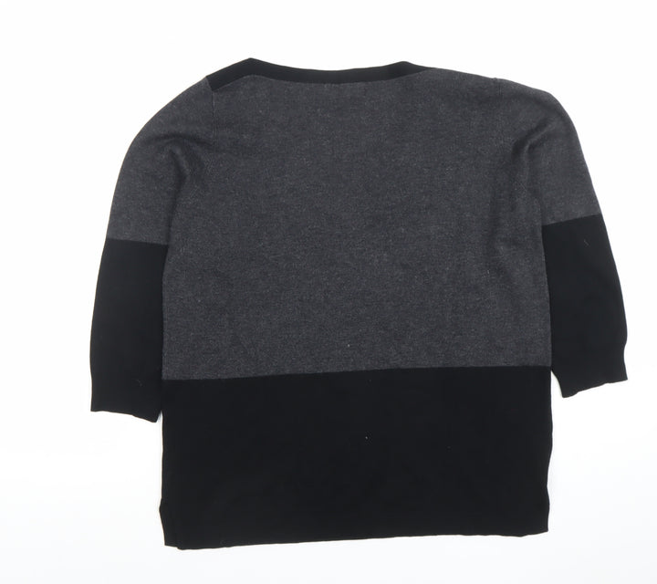 Papaya Women’s Grey Colourblock Knit Top Size 14 3/4 Sleeve