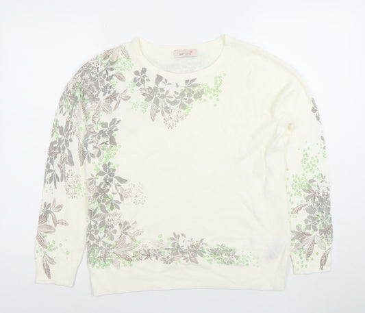Marks and Spencer Per Una Women's Ivory Floral Jumper Size 14