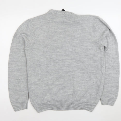 boohooMAN Men Grey Christmas Penguin Knit Jumper L