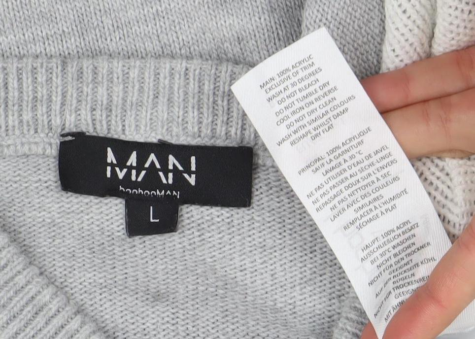 boohooMAN Men Grey Christmas Penguin Knit Jumper L