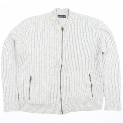 Marks and Spencer Men’s Grey Wool Blend Full Zip Jumper M