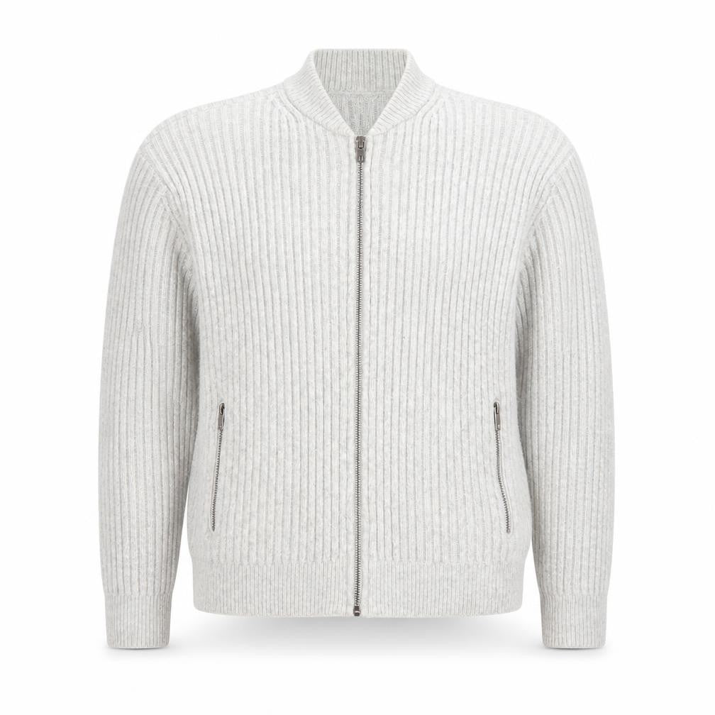 Front view of Marks & Spencer Men’s Grey Wool Blend Full Zip Jumper M